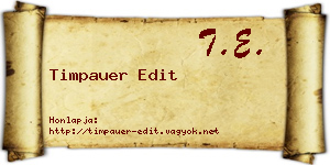 Timpauer Edit névjegykártya
